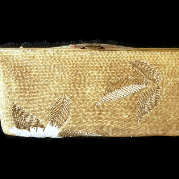 Vintage Clutch bag Beaded Gold Cream Stunning - Picture 7 of 12